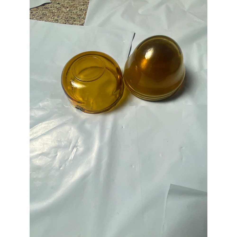 Vintage Amber Glass Egg Shaped Trinket Box Candy Dish Lidded MCM